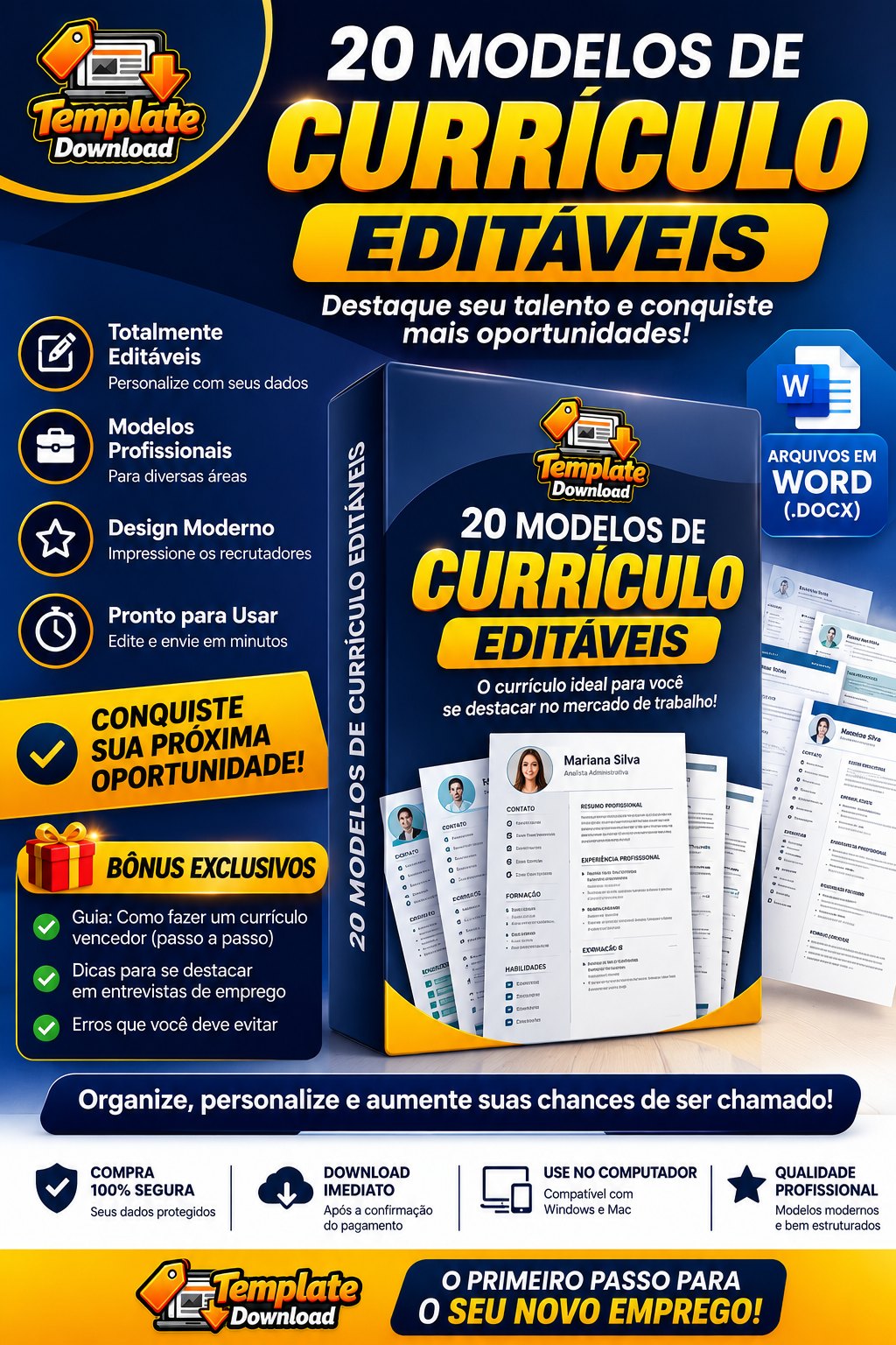 20 Modelos de Curriculos para Baixar Editar