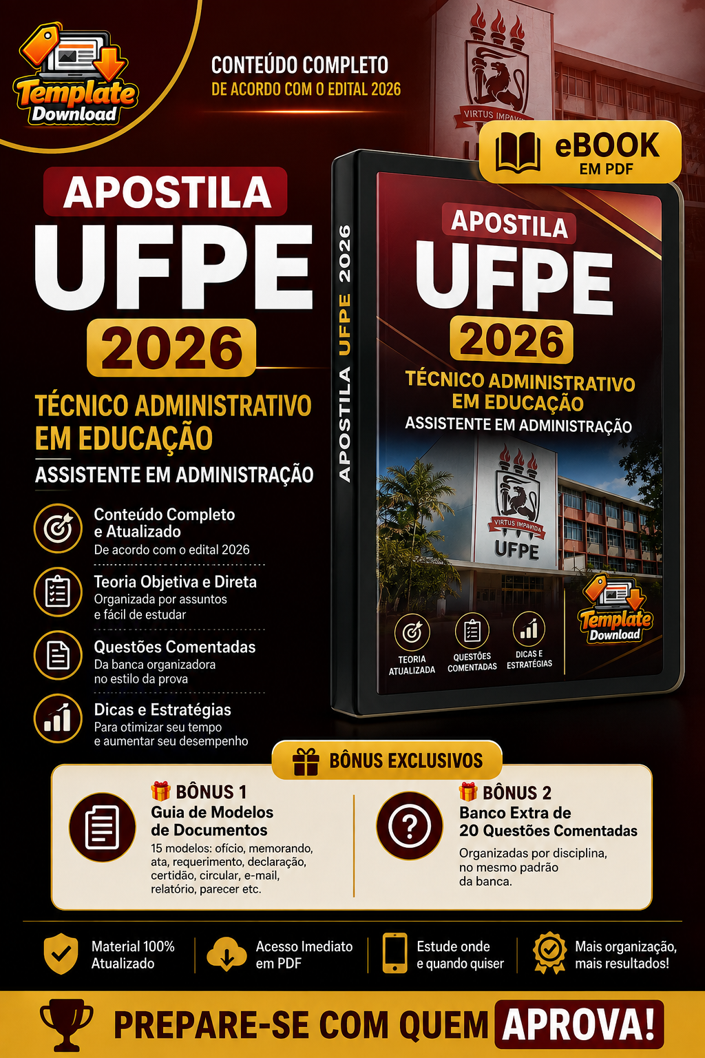 Apostila UFPE 2026 Técnico Administrativo em Educação