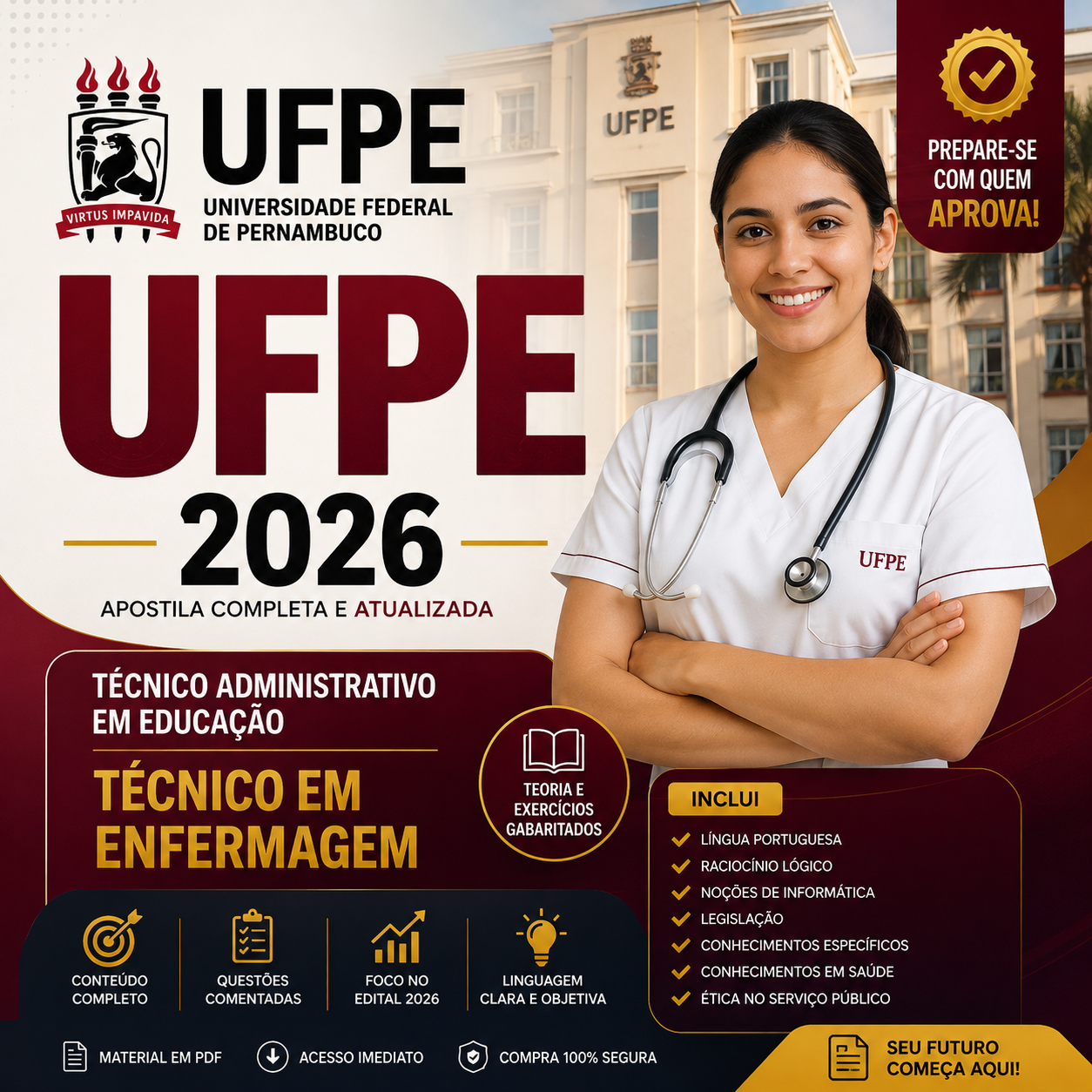 Apostila UFPE 2026 Técnico Administrativo em Educação Técnico em Enfermagem