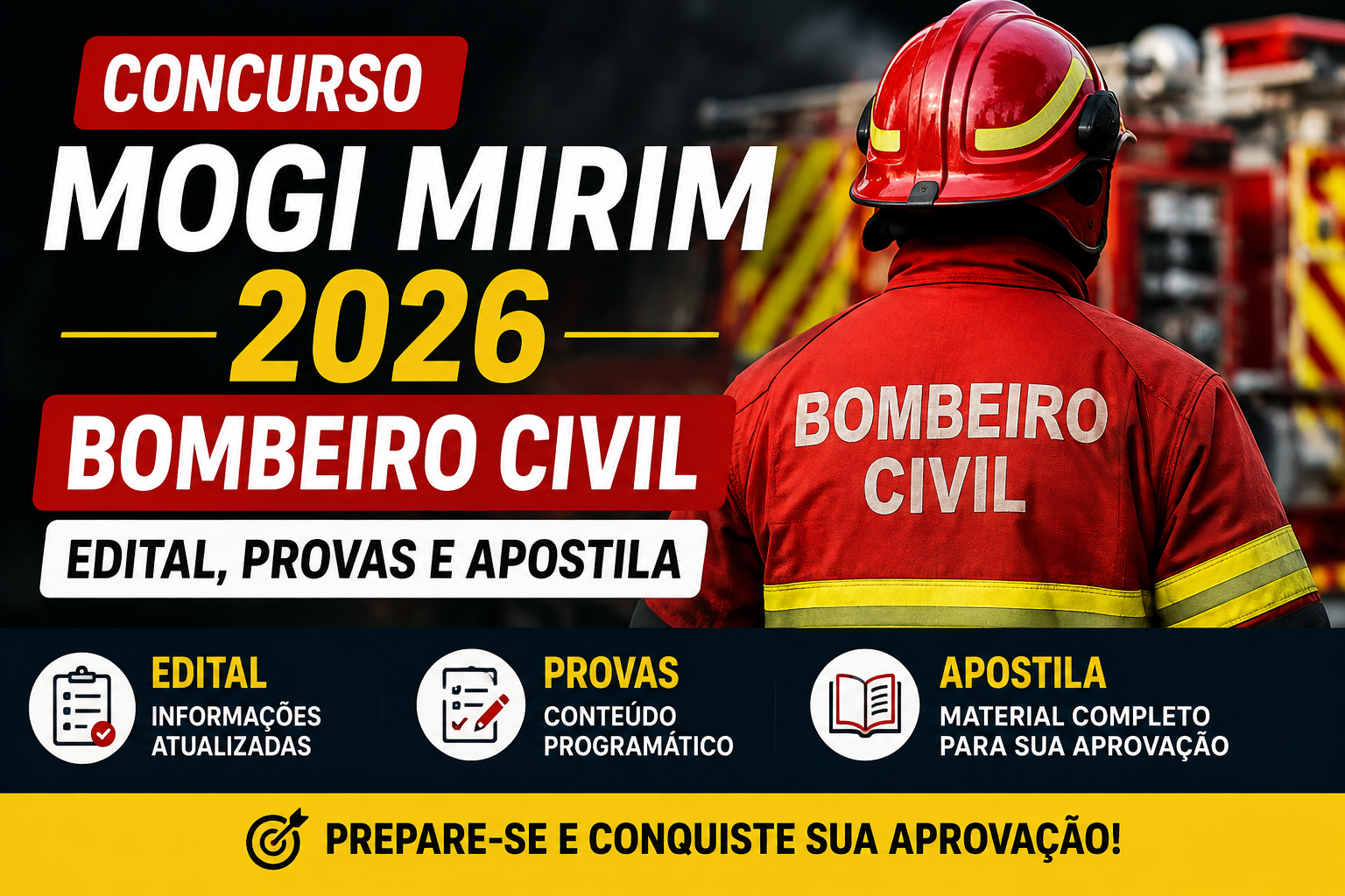 Concurso Mogi Mirim 2026 Bombeiro Civil Edital Provas e Apostila