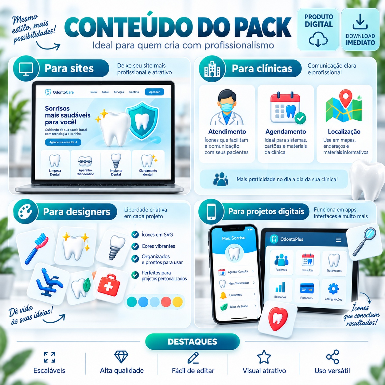 100 ícones SVG Coloridos Odontologia download