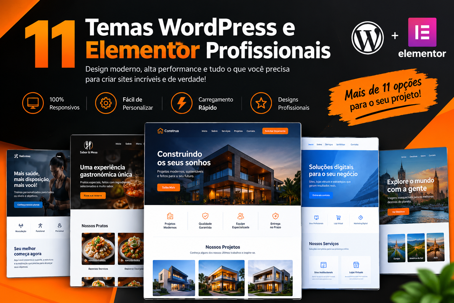 11 Temas WordPress e Elementor Profissionais