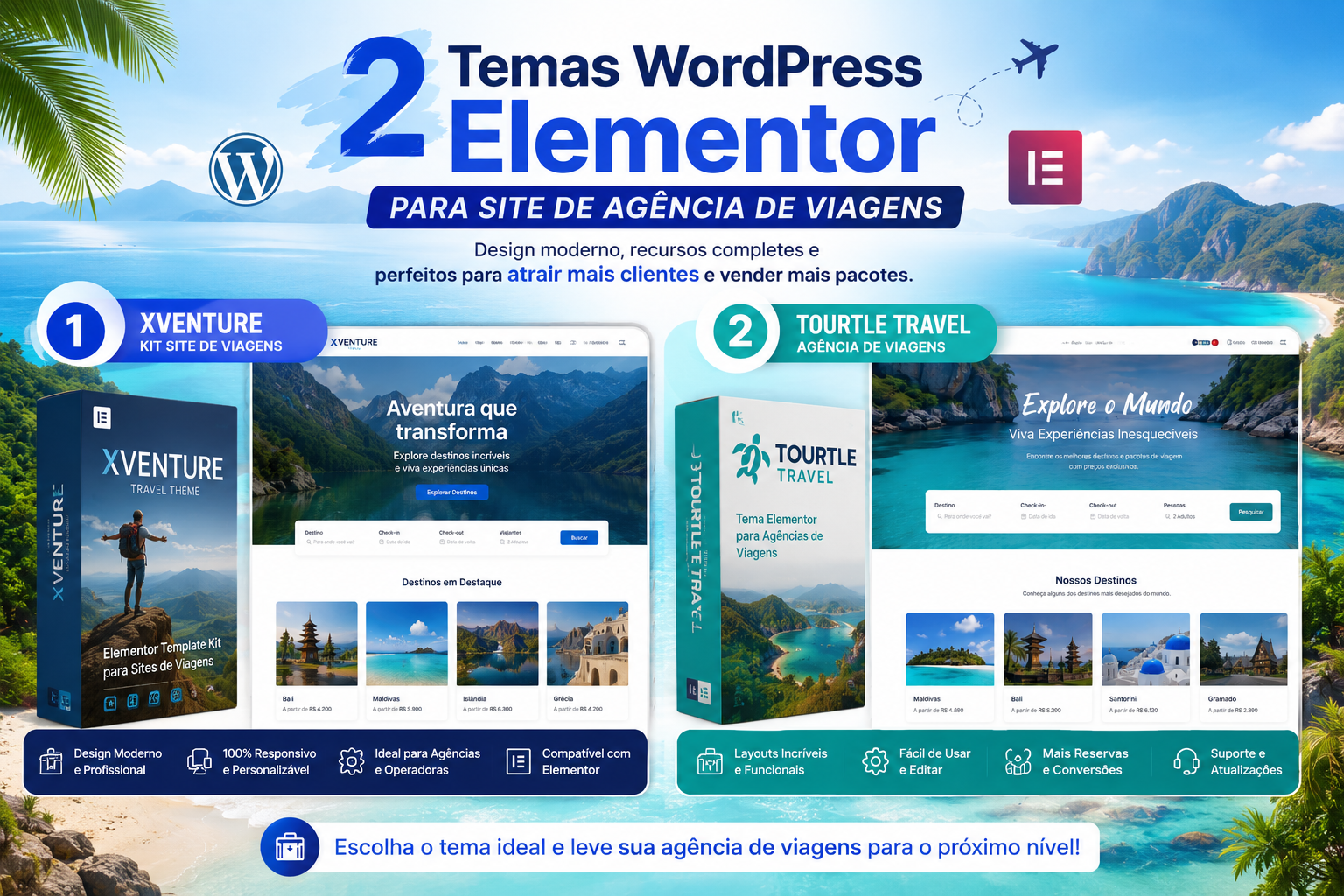 2 Temas WordPress Elementor para Site de Agência de Viagens
