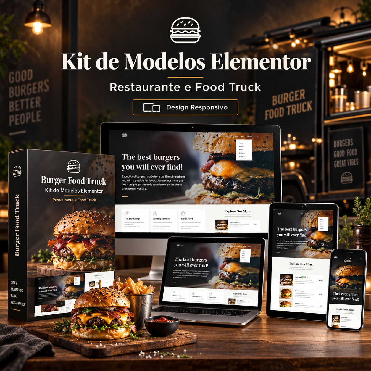 Download do Kit de Modelos Elementor para Site de Restaurante e Food Truck