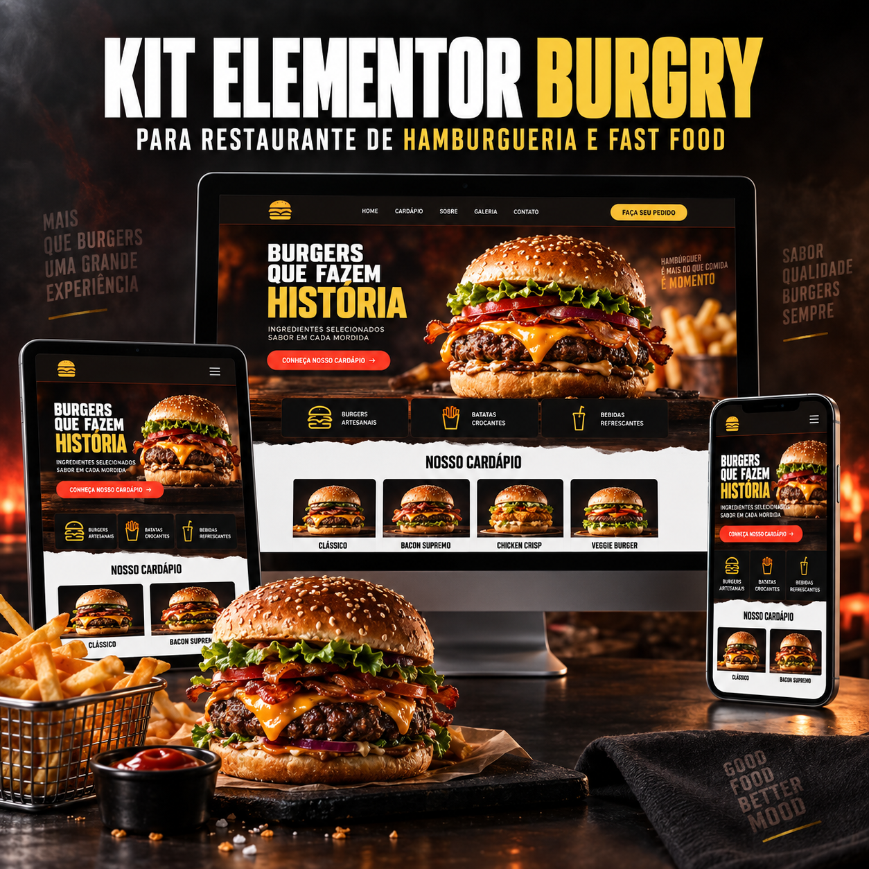 Kit Elementor Burgry para Restaurante de Hamburgueria e Fast Food imagem