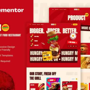 Kit de Modelos Elementor Burgio para Site de Restaurante e Fast Food