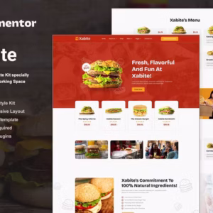Kit de Modelos Elementor Xabite para Fast Food de Hambúrgueres.