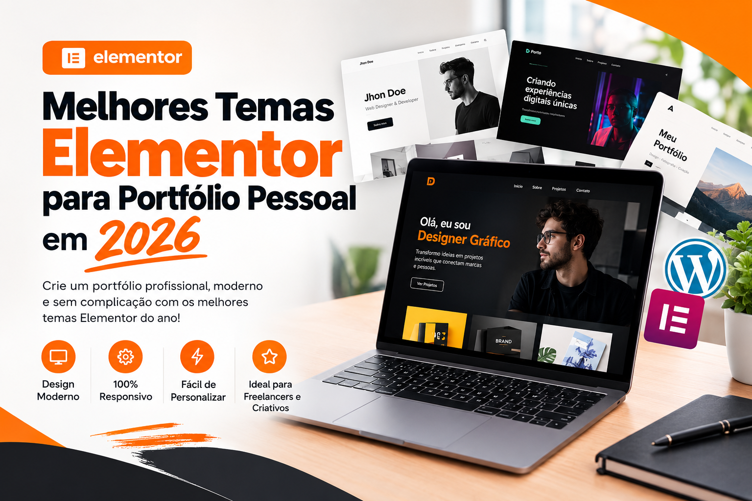 Melhores Temas Elementor para Portfólio Pessoal em 2026