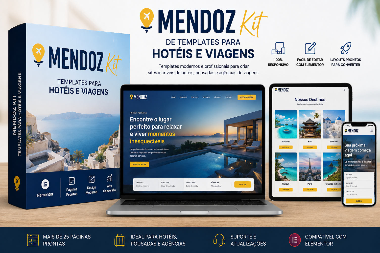 Mendoz Kit de Templates para Hotéis e Viagens