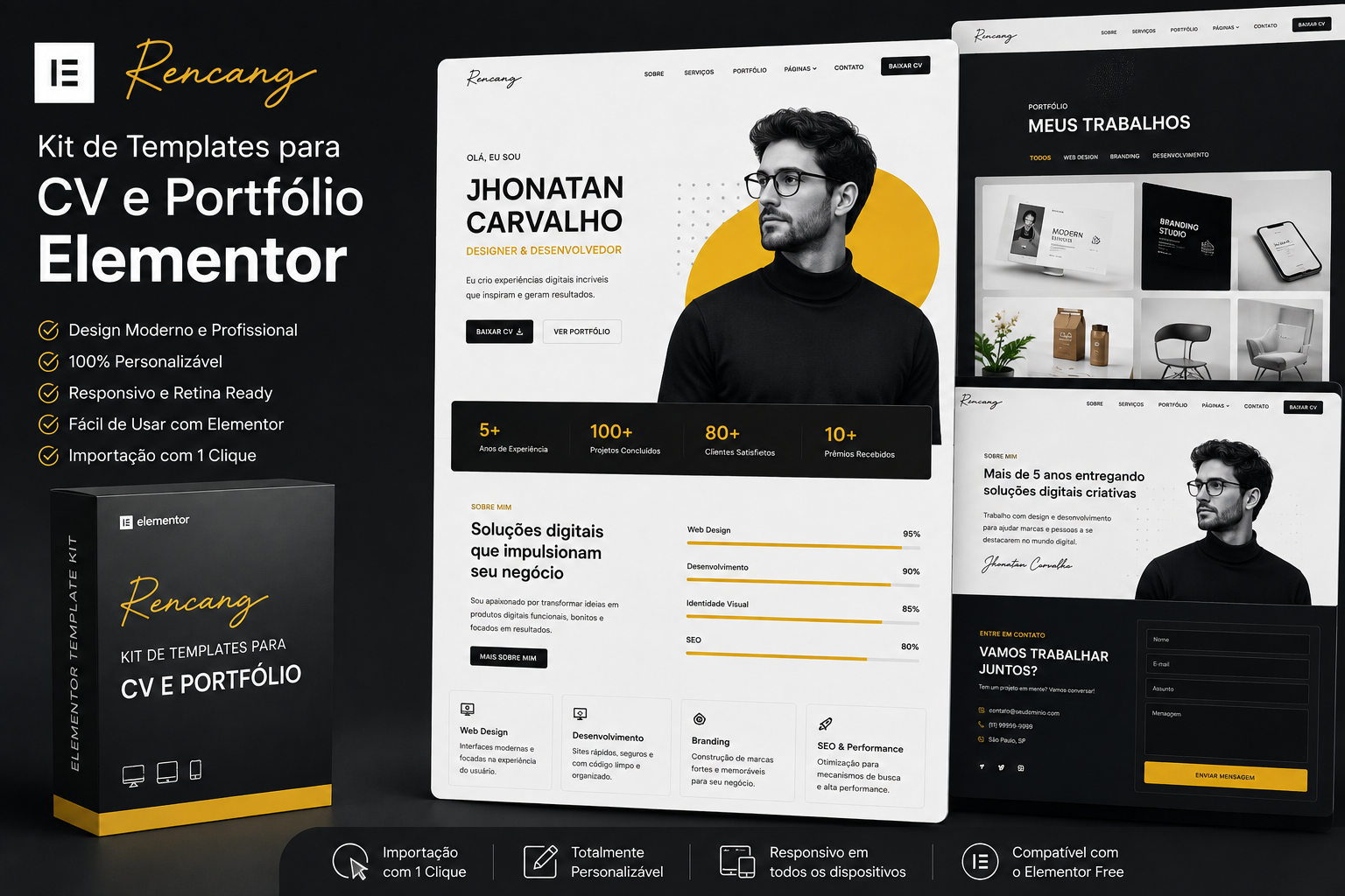 Rencang - Kit de Templates para CV e Portfólio Elementor