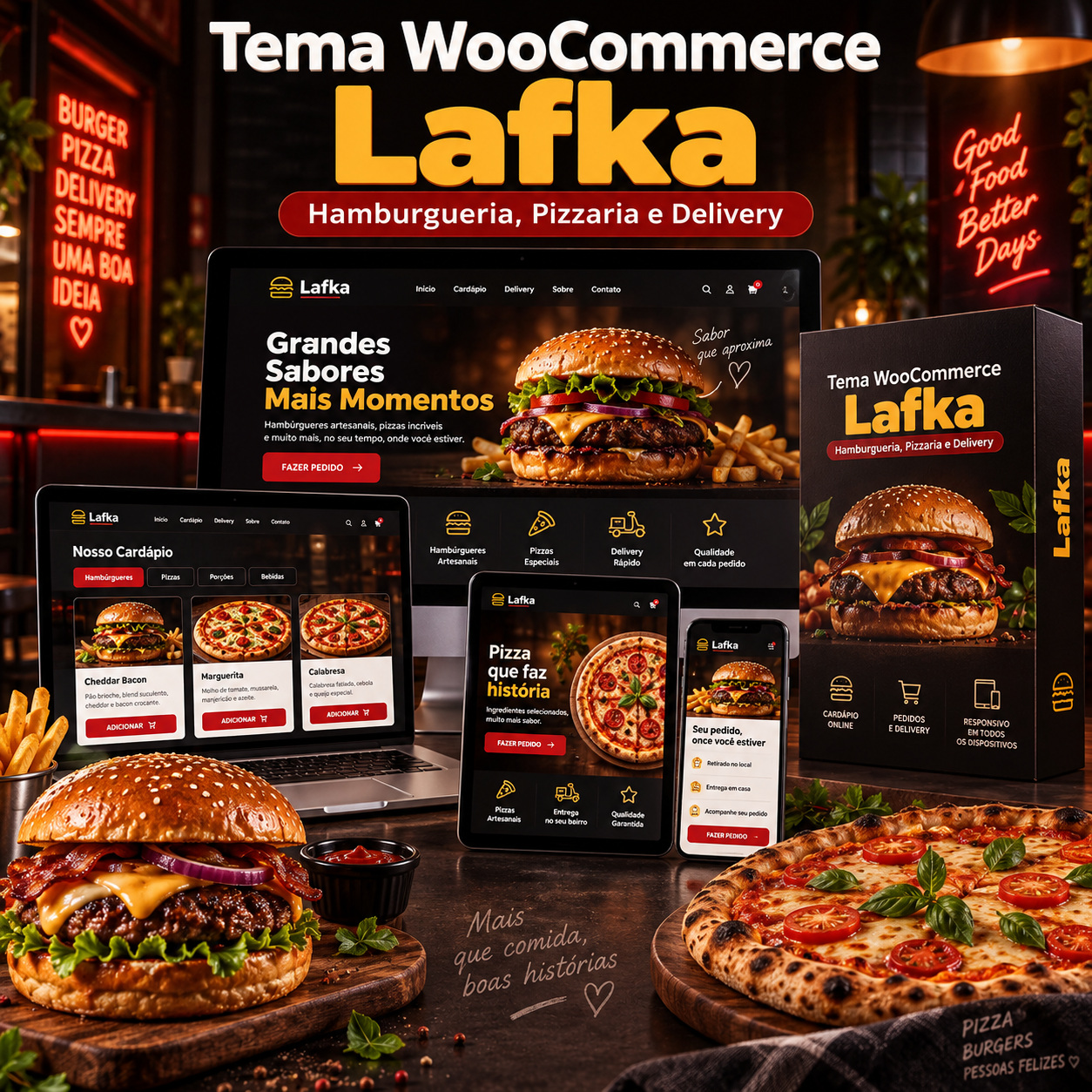 Tema WooCommerce Lafka para Site de Hamburgueria e Pizzaria
