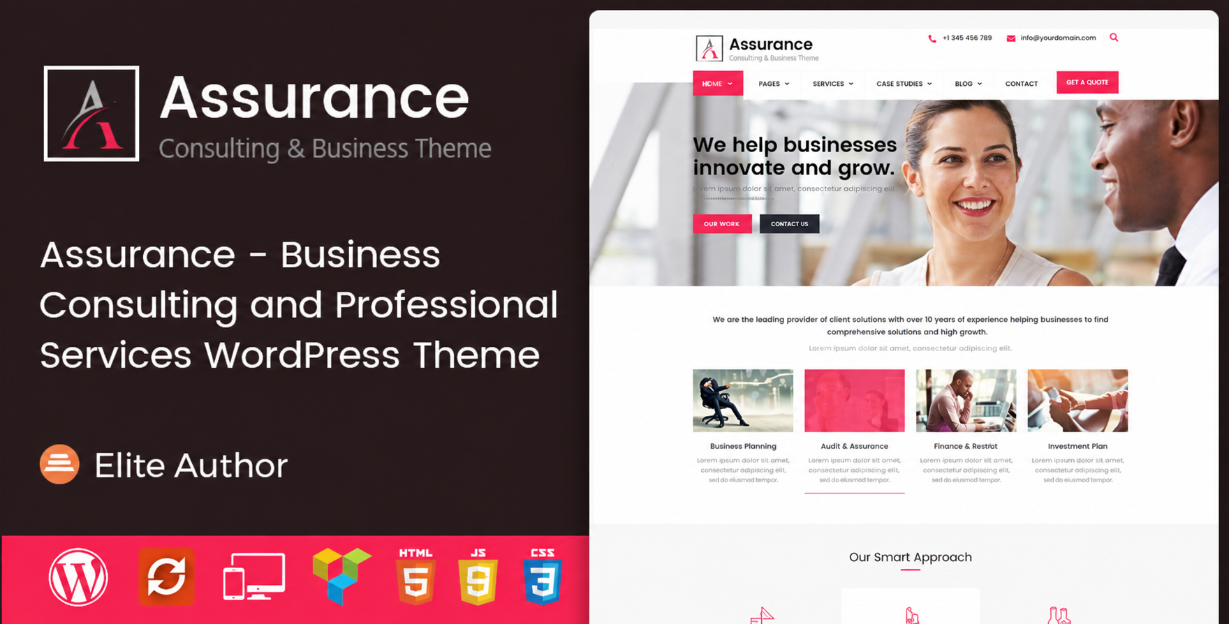 Tema WordPress Assurance Para Site de Consultoria e Serviços