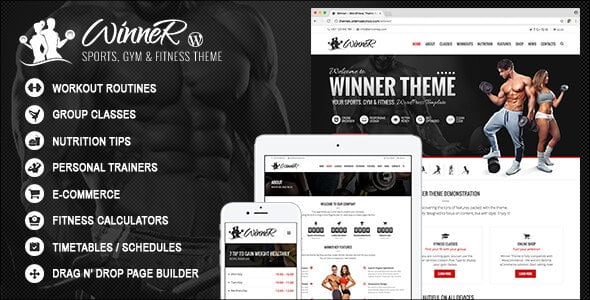 Tema WordPress Winner Para Site Fitness e Academia