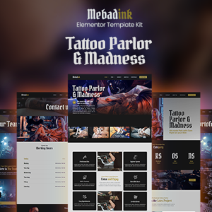 Mebadink Kit de Templates Elementor para Estúdio de Tatuagem e Piercing