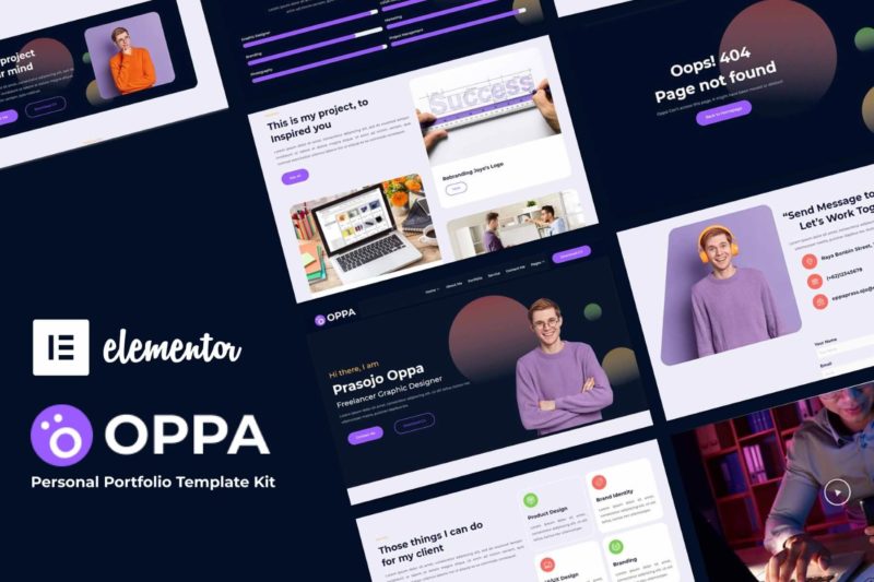 Oppa - Kit de Modelos Elementor para Portfólio Pessoal