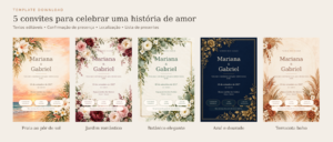 5 Modelos de Convite de Casamento Interativo Edit&aacute;vel em PowerPoint + PDF
