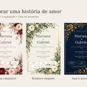 5 Modelos de Convite de Casamento Interativo Editável em PowerPoint + PDF