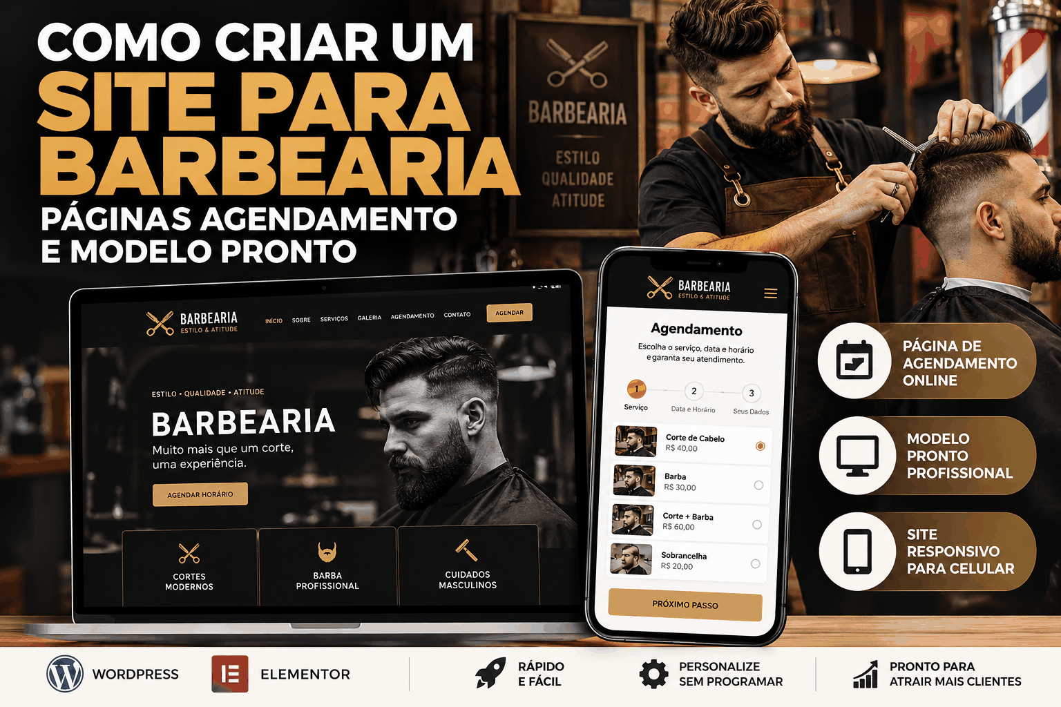 Como Criar um Site para Barbearia Páginas Agendamento e Modelo Pronto