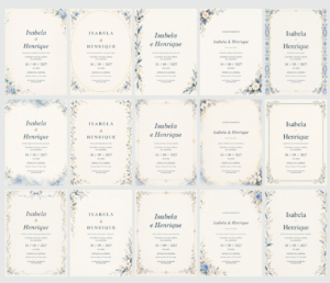 Compra 15 Convite para Casamento Editável Azul Acinzentado