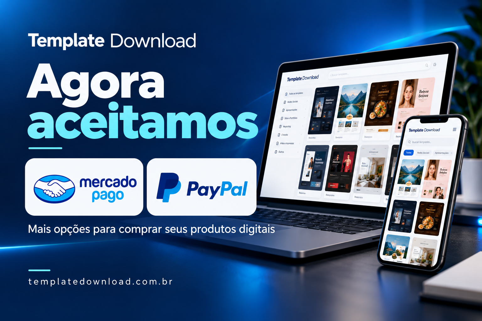 Template Download Agora Aceita Mercado Pago e PayPal