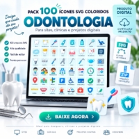 Pack 100 ícones SVG Coloridos Odontologia